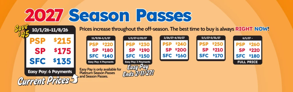 Save $45 on all pass types through November 8. Prices increase through the off-season so the best time to buy is always right now!